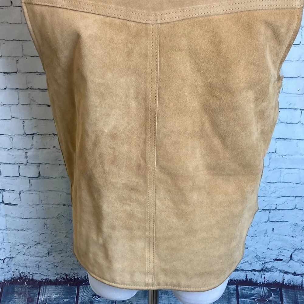 Vintage The Leather Shop Sears Suede Vest Faux Shearling Lining M Western Rodeo